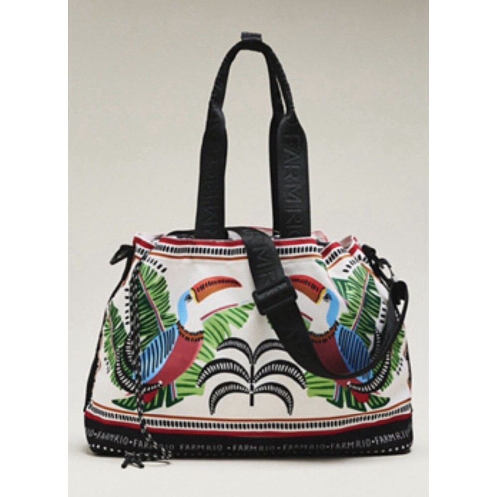 Farm Rio Anthropologie Bag Green Toucan Destiny Bird Vacay Beach Boho Travel NWT